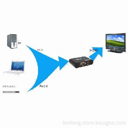 VGA + Audio to HDMI® Converter with Pass-through, 1,920 x 1,080-pixel Resolution